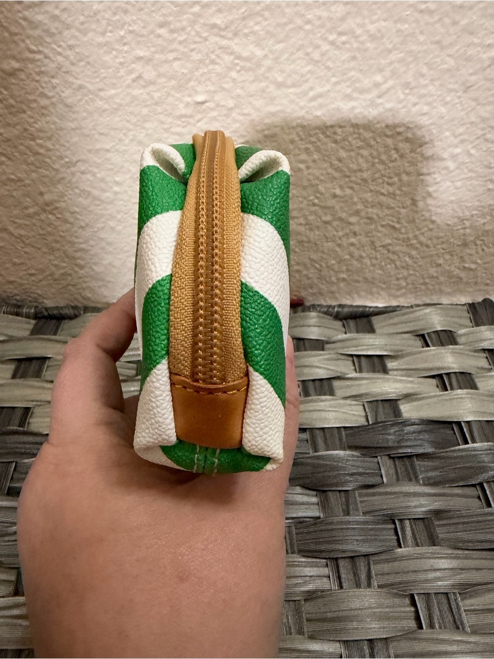 Dooney & Bourke Green and White Chevron Cosmetic Pouch - Picture 6 of 16